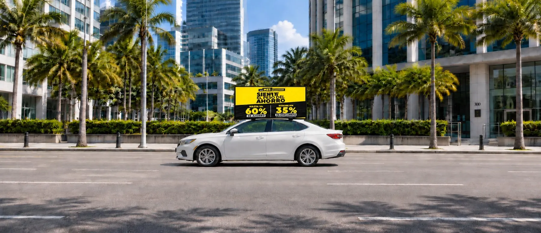 Carro de Ride Media con la pieza Este mes amarillo de La Sirena en la pantalla del techo