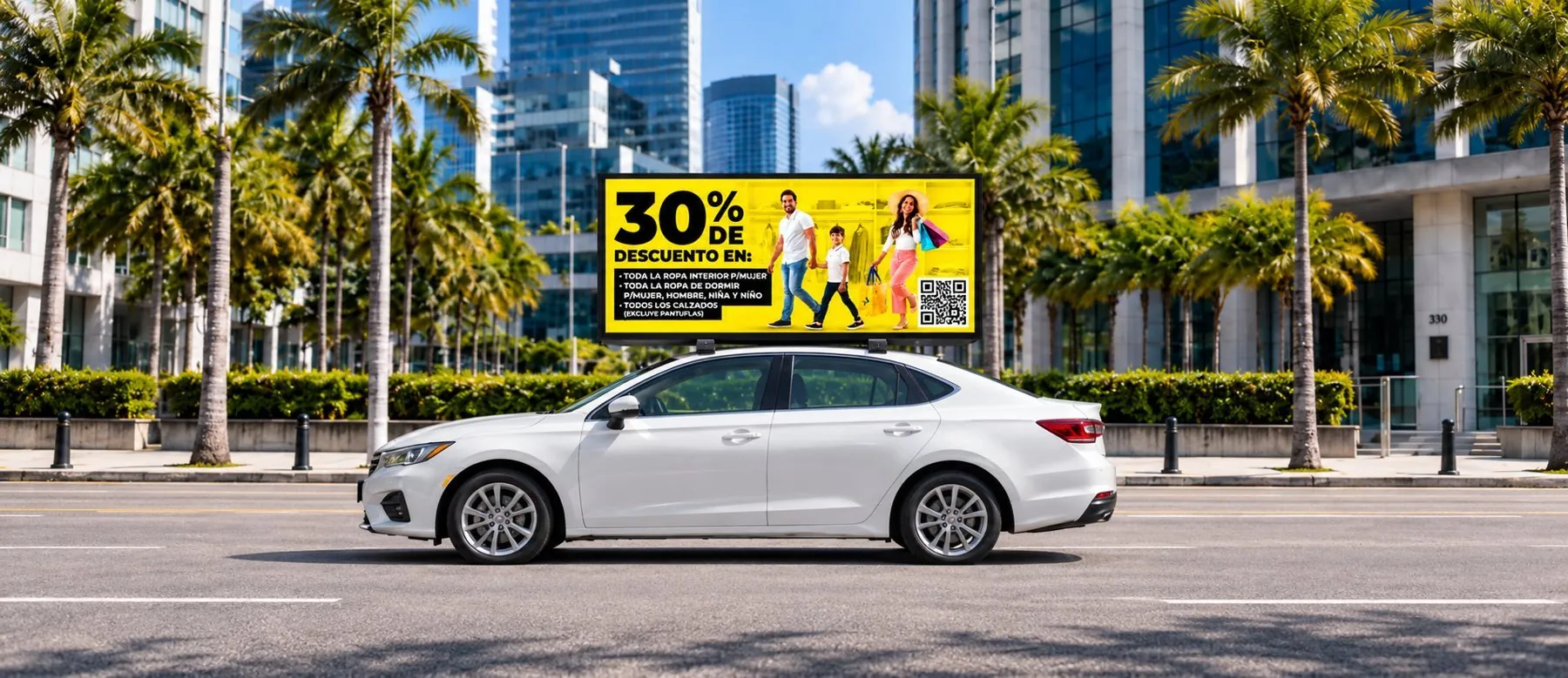 Carro de Ride Media con la pieza de 30% de descuento de La Sirena en la pantalla del techo