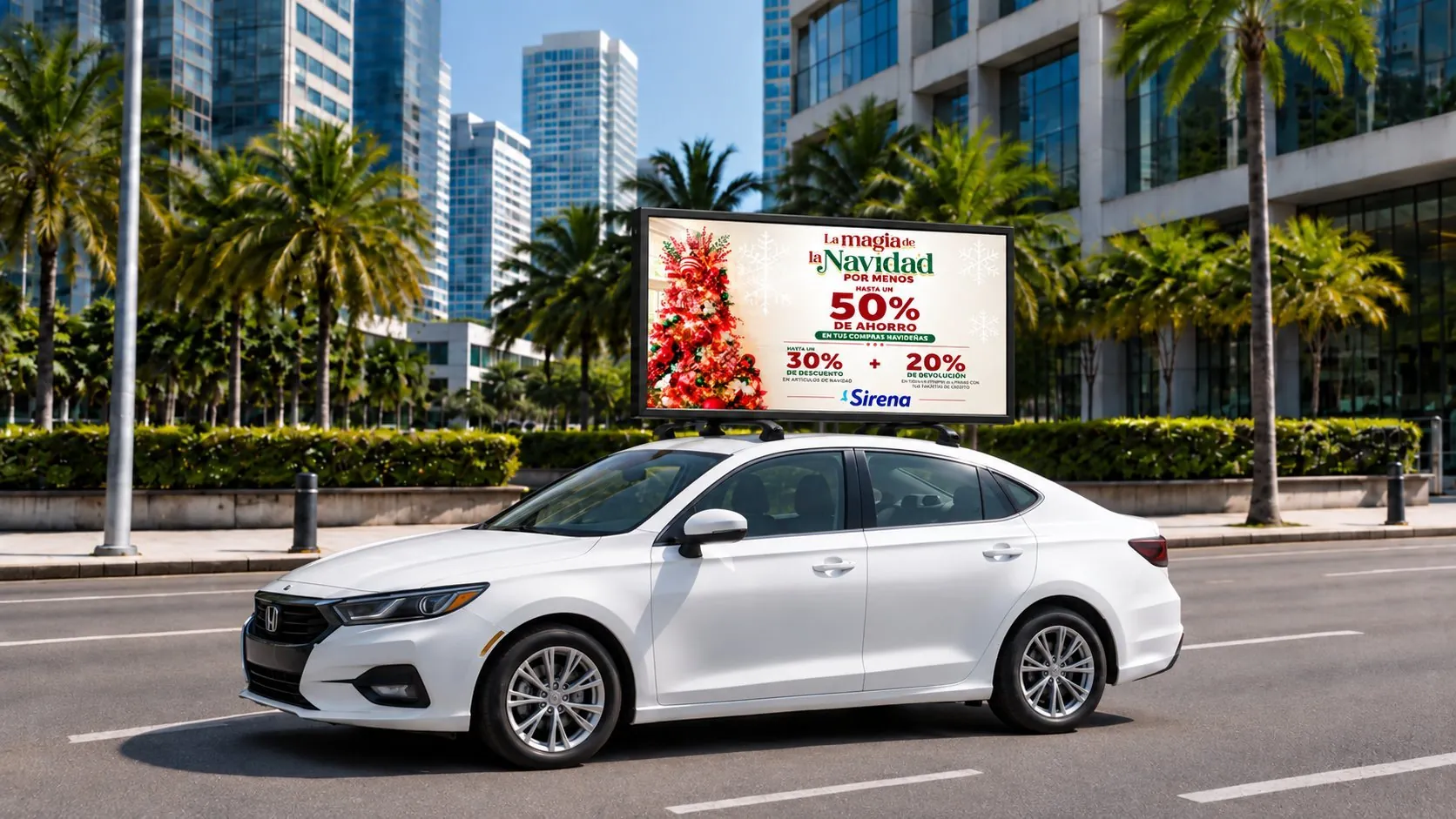 Carro de Ride Media con la pieza La magia de la Navidad por menos en la pantalla del techo