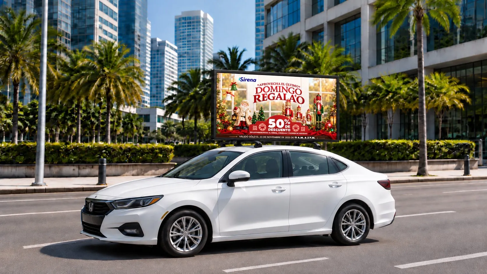 Carro de Ride Media con la pieza Aprovecha el último Domingo Regalao de La Sirena en la pantalla del techo